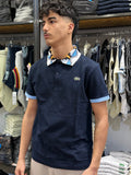 Polo Lacoste Navy Geometric Collar