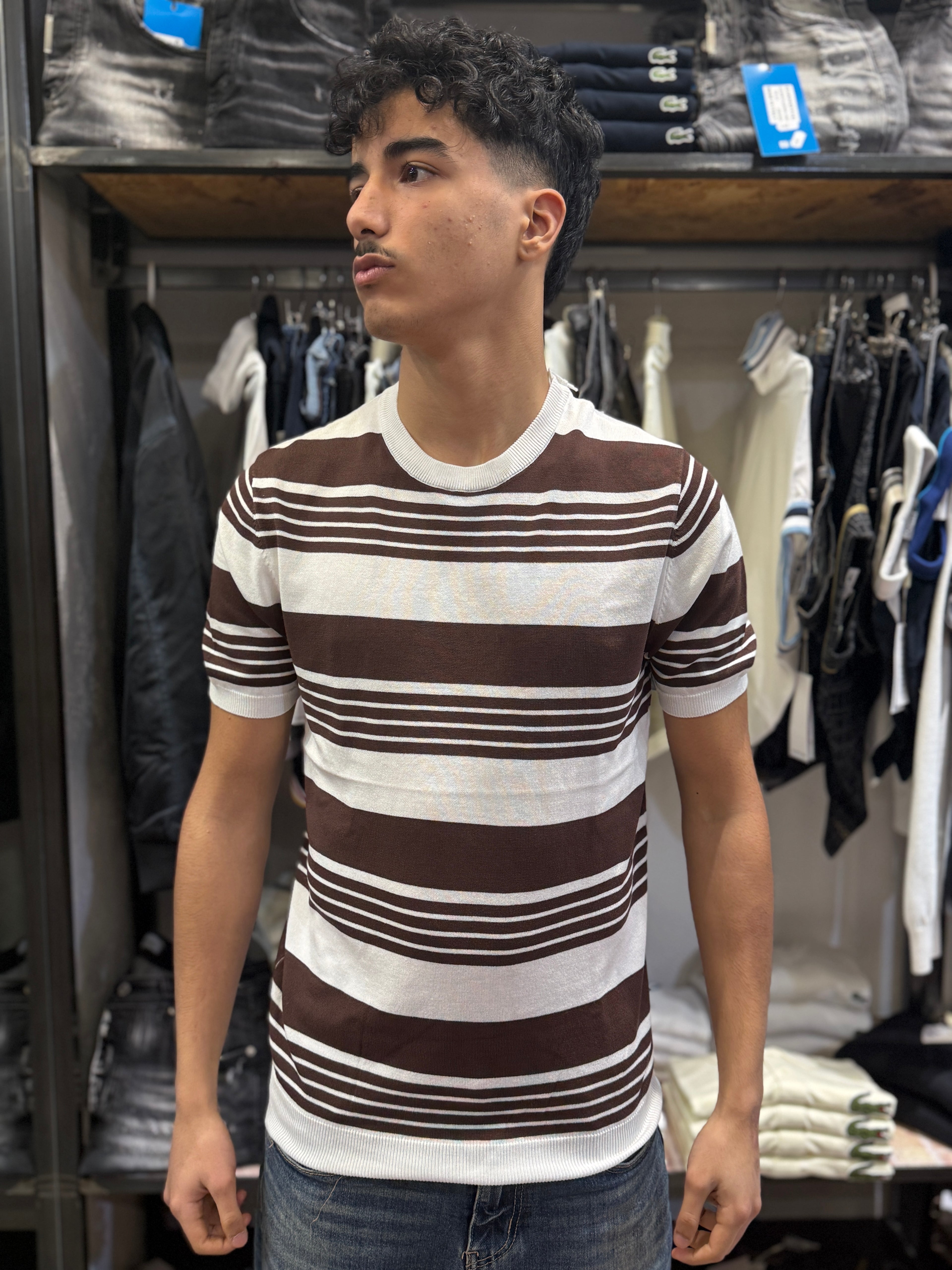 T-shirt Righe Asimmetriche