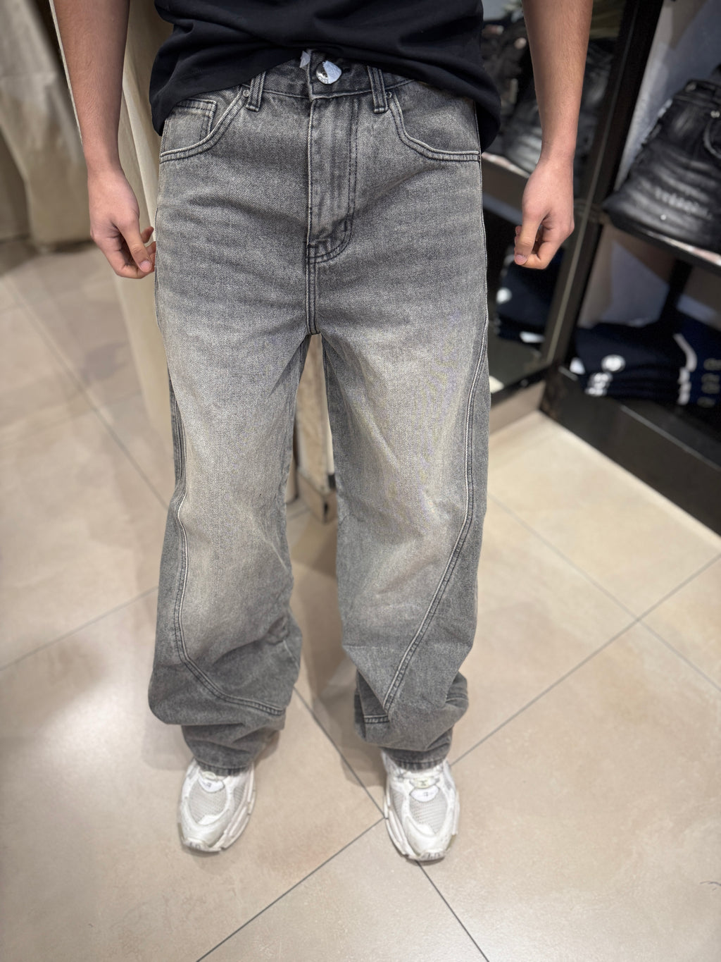 Jeans Balloon Fit Grigio Vintage