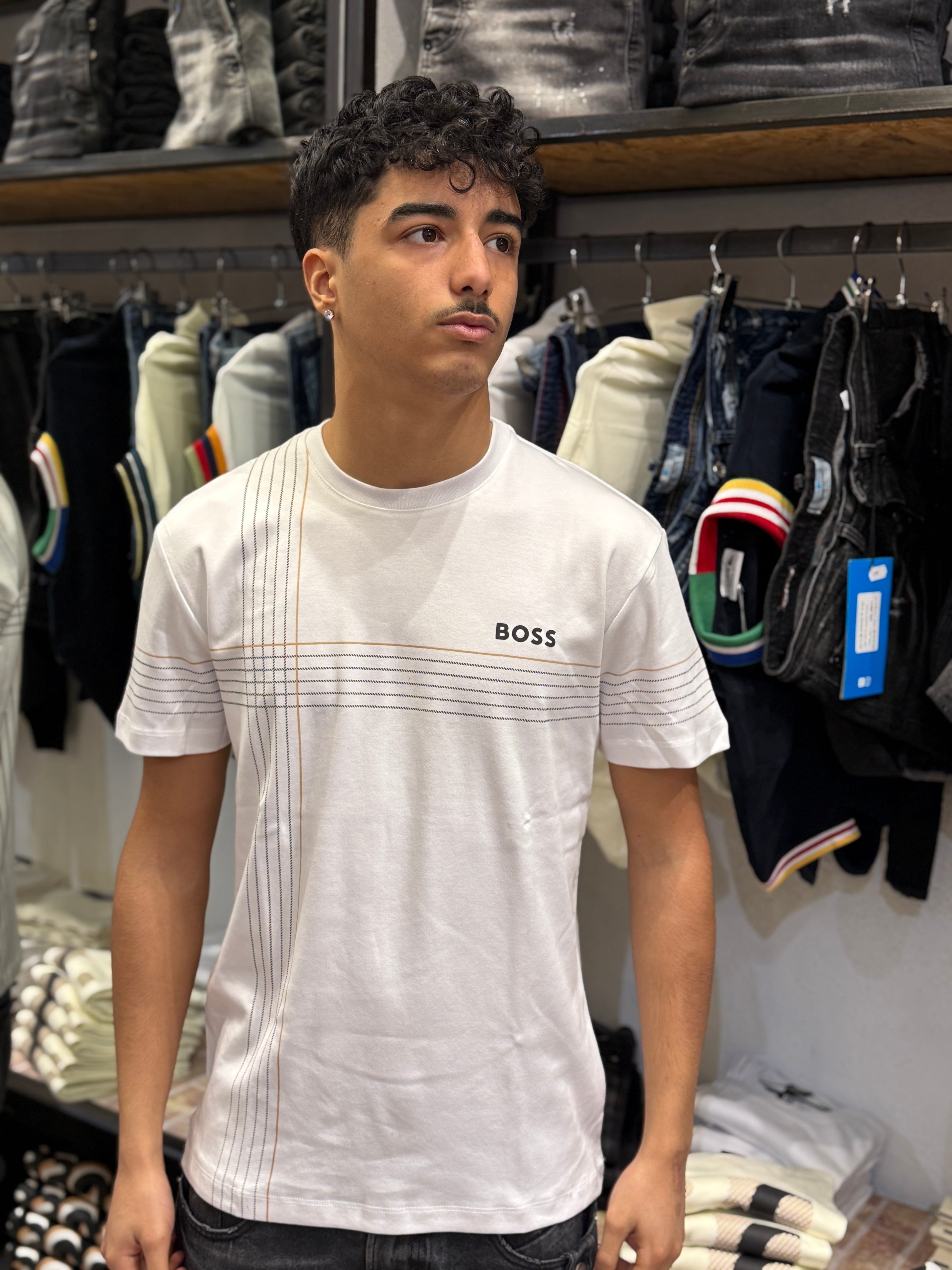 T-Shirt Hugo Boss Bianca con Dettagli Grafici